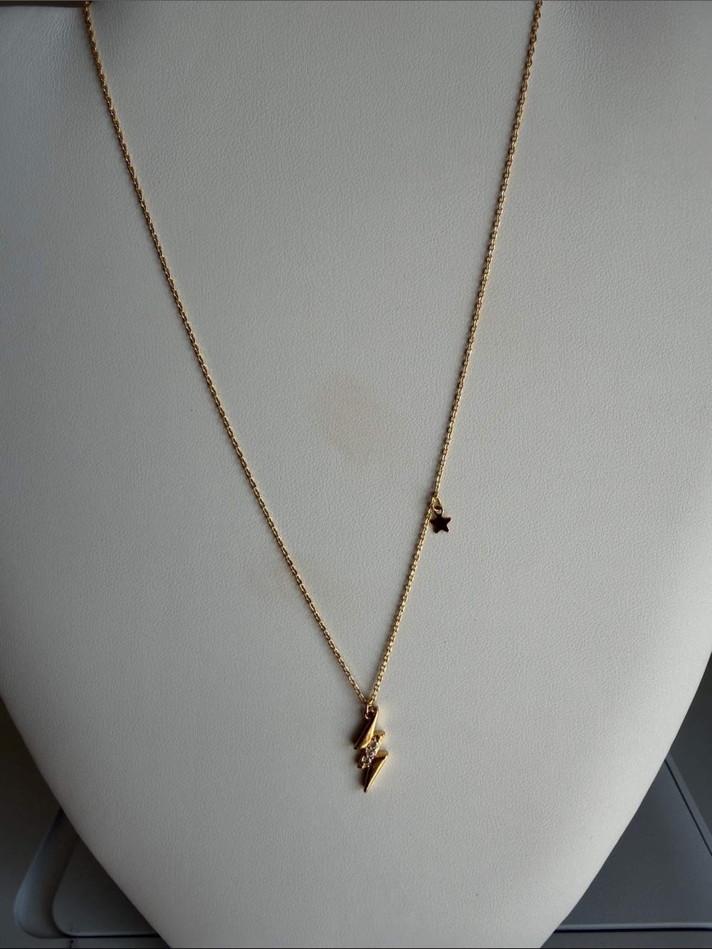 Gold Lightning Bolt Pendant Necklace with Star Accent - Women